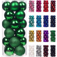 (24Pcs, Dark Green) 30mm Christmas Baubles Shatterproof,Tree Decorations