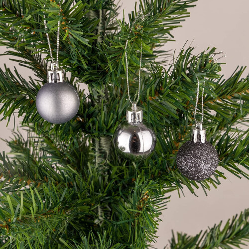 (12Pcs, Dark Grey) 30mm Christmas Baubles Shatterproof,Tree Decorations 1