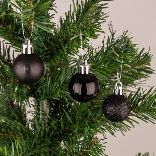 (24Pcs, Black) 30mm Christmas Baubles Shatterproof,Tree Decorations 2