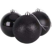 (6Pcs, Black) 10cm Christmas Baubles Shatterproof,Tree Decor