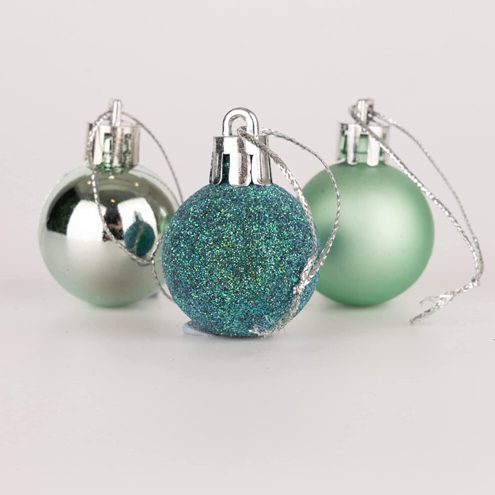 (24Pcs, Turquoise) 30mm Christmas Baubles Shatterproof,Tree Decorations