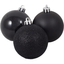 (6Pcs, Black) 60mm Christmas Baubles Shatterproof,Tree Decorations