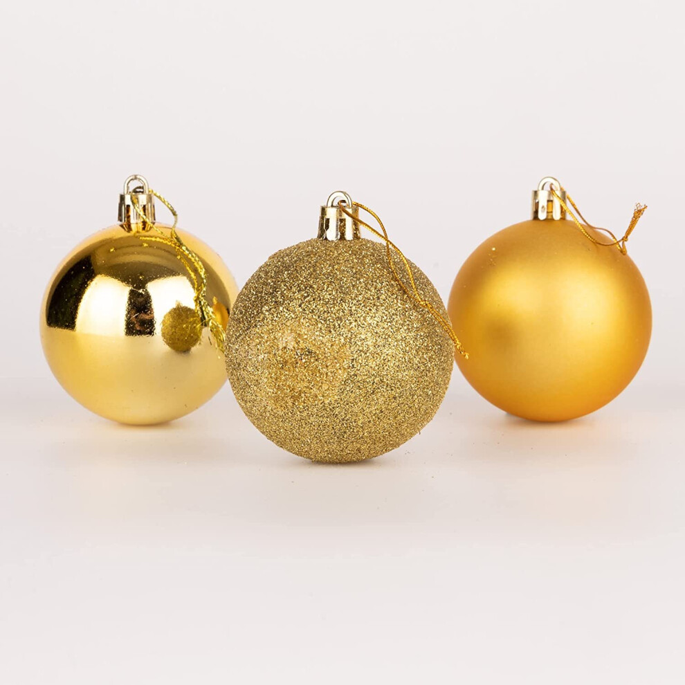 (6Pcs, Gold) 60mm Christmas Baubles Shatterproof,Tree Decorations