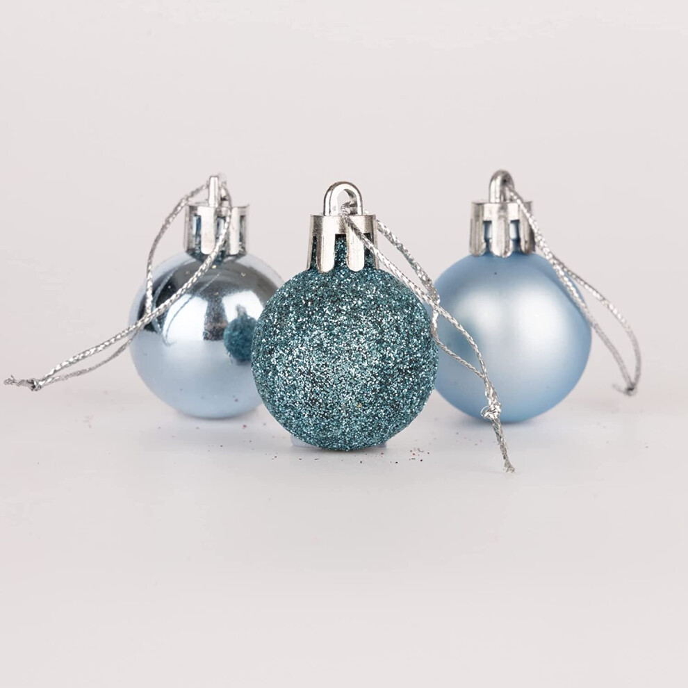 (24Pcs, Light Blue) 30mm Christmas Baubles Shatterproof,Tree Decorations