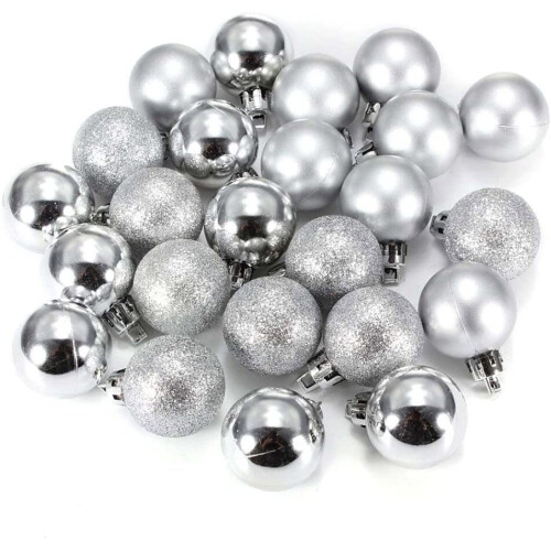 (12Pcs, Silver) 30mm Christmas Baubles Shatterproof,Tree Decorations 1