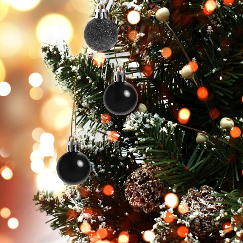 (12Pcs, Black) 30mm Christmas Baubles Shatterproof,Tree Decorations 2