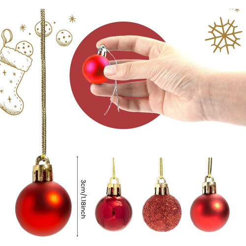 (24Pcs, Red) 30mm Christmas Baubles Shatterproof,Tree Decorations 1