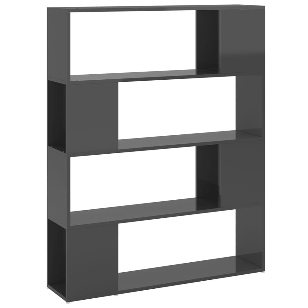 VidaXL Book Cabinet Room Divider - High Gloss Grey - 100x24x124 cm - Engineered Wood - Image 2
