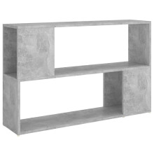 vidaXL Book Cabinet Room Divider Standing Shelf, Concrete Grey Engineered Wood, 100x24x63 cm, 2 Shelves, 809174