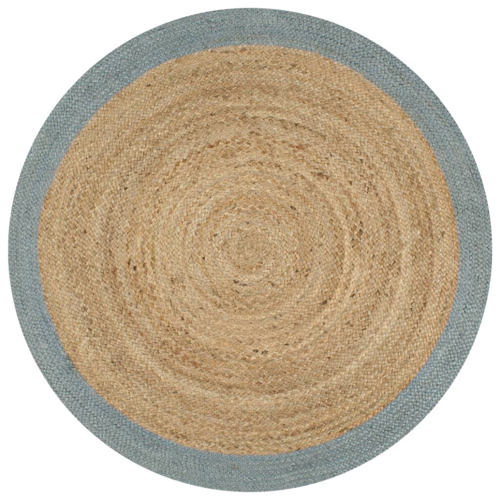 Vidaxl Handmade Rug Jute With Olive Border 120Cm Floor Protector Carpet Green