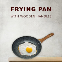 (24 cm Without Lid) AEX Non-Stick Copper Frying Pan with Wooden Handle