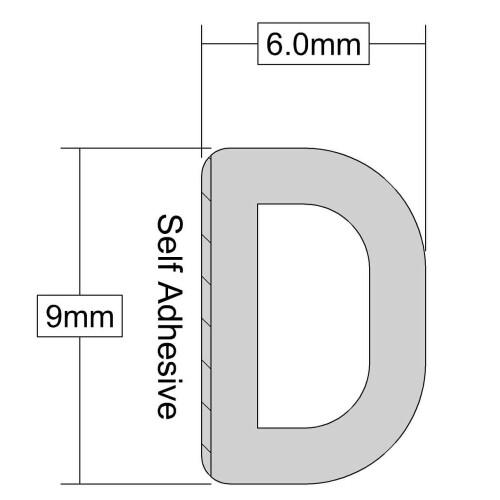 Lowenergie D White EPDM Draught Excluder Self Adhesive Rubber Door Window Seal Roll 10m 1