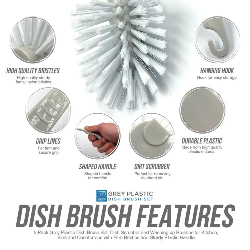 Dish Brush Set Washing Up Brushes 5pcs Pot Kitchen Sponge Sink Scrub 1