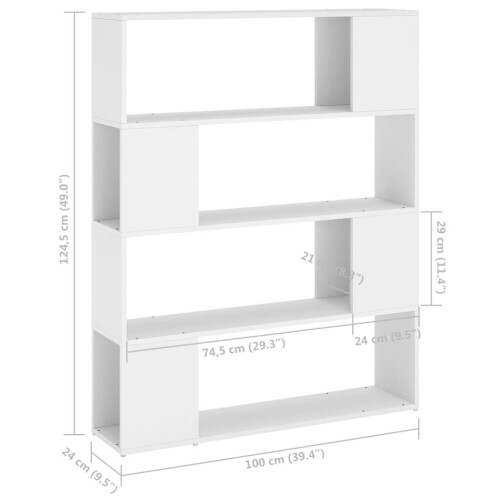 VidaXL vidaXL Book Cabinet Room Divider White Privacy Screen Bookcase Storage Rack 1