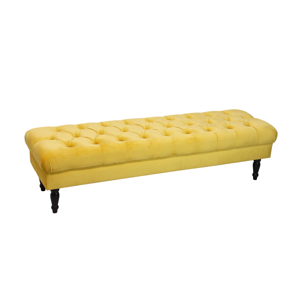 (Yellow) JOY Upholstered Bench, Bedroom Bench Seat, Tufted