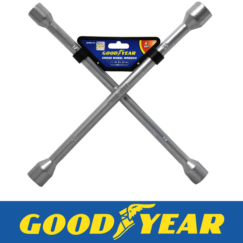 Goodyear Professional Fixed Cross Wheel Wrench 17 / 19/ 21 / 23mm Car Truck Van