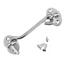(1) 300mm Stainless Steel SILVER Cabin Hook Eye Latch Lock Shed Gate Door Catch