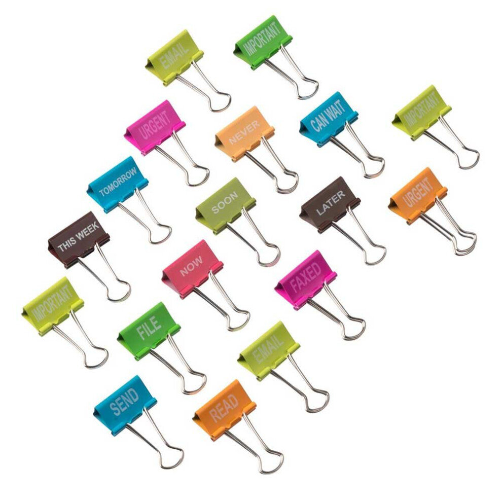 6pc 32mm Coloured Foldback Binder Clips Notes Letter Paper Removable Metal