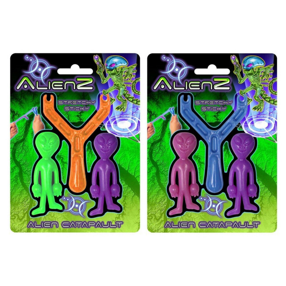 (Set of 24 Alien Catapult) The Magic Toy Shop Alien Catapult for Kids Stretchy Sticky Super Soft Elastic Alien Slingshot