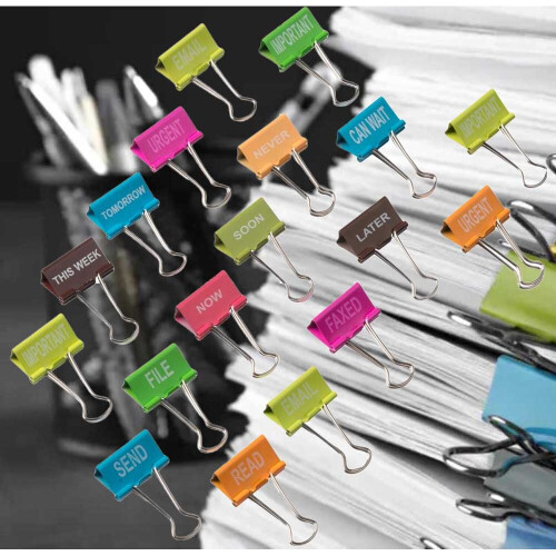 Vivo 6pc 32mm Coloured Foldback Binder Clips Notes Letter Paper Removable Metal 2