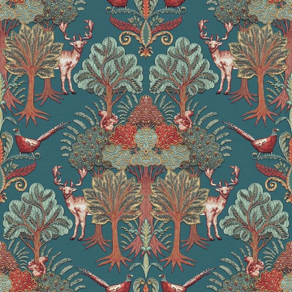 Design Id Tapestry Nordic Deer Forest Petrol Blue Wallpaper Tp422305 - Image 4