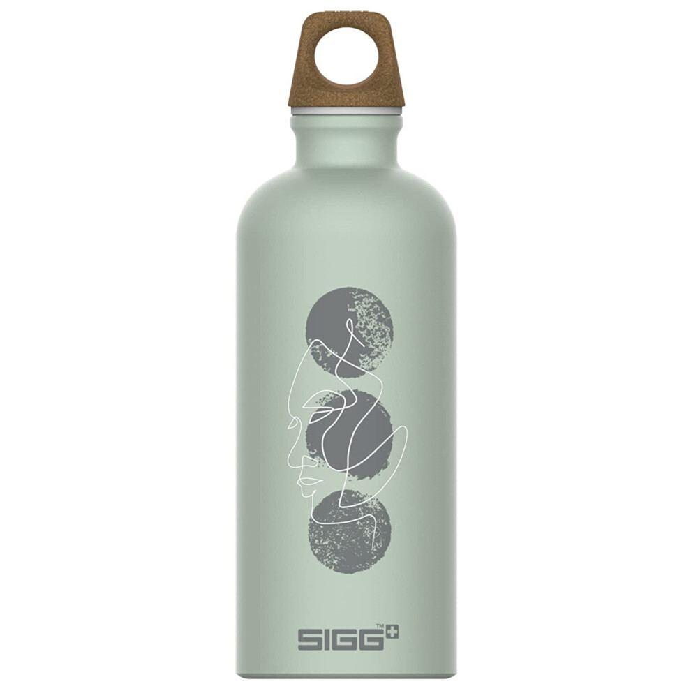 Aluminium Water Bottle Abstract Sage Motif 100% Recyled Eco Friendly