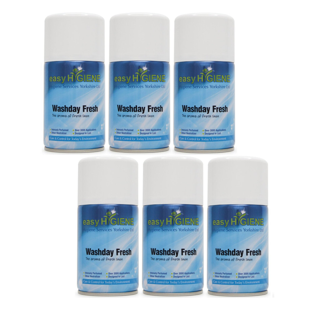 6 WASHDAY FRESH Automatic Air Freshener Dispenser Refill CASE Scent Cans