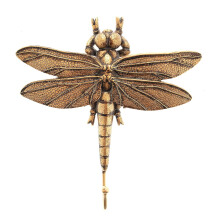 Decorative Wall Hook Hanging Dragonfly Resin Gold Ornament Hat & Coat