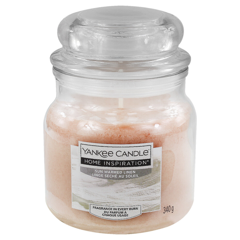 Yankee Candle Sun Warmed Linen Lavender Scented Glass Jar 60 Hours Wax Burn 340g