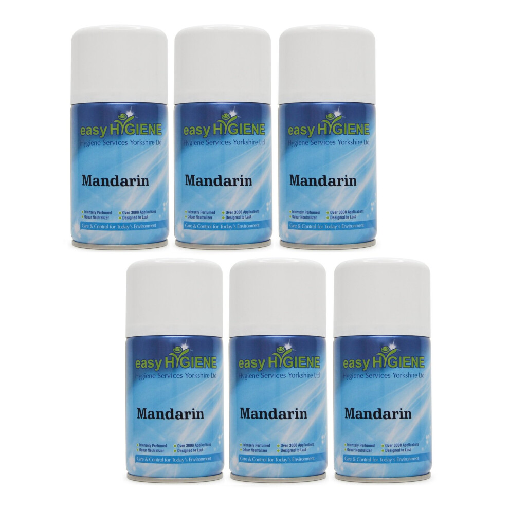 Easy Hygiene 6 Mandarin Automatic Air Freshener Dispenser Refill Case Scent Cans