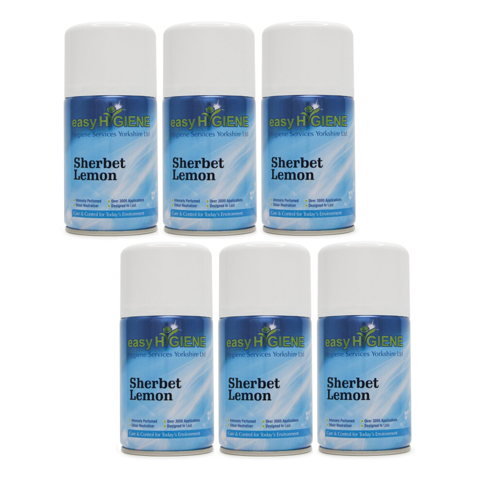 Easy Hygiene Ehlem6: 6X Sherbet Lemon Auto Air Freshener Refills, 270Ml Cans - Case Of 6 - Fits Most Dispensers