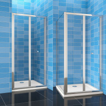 (Door Size: 760mm; Side Panel: 900mm; Stone Tray: no tray) Bi fold Shower Door Enclosure Walk in Glass Screen