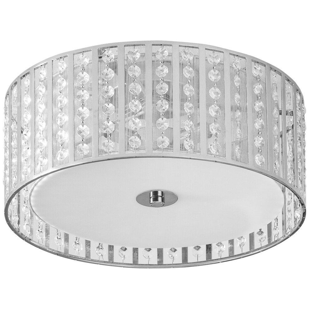 HOMCOM Elegant Crystal Chandelier Ceiling Light Double Layer Lampshade