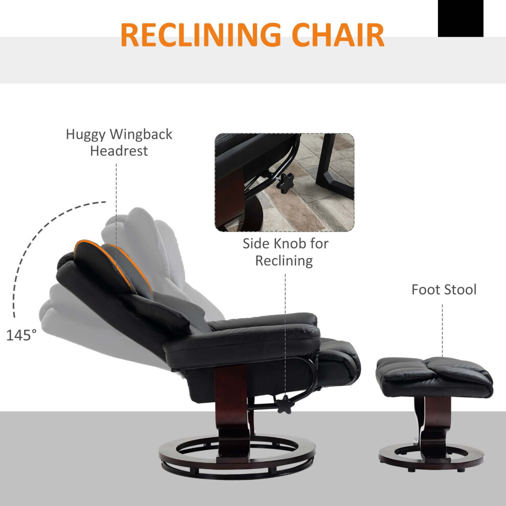 HOMCOM Manual Recliner Chair 360° Swivel Rocking Armchair Sofa