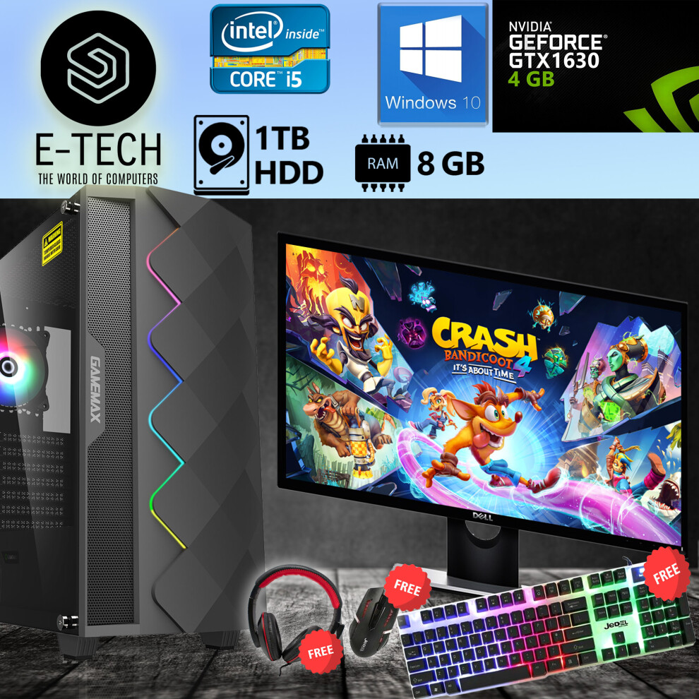 Gaming Pc Computer Bundle Intel Quad Core I5 8Gb 1Tb Hdd Gtx1630 Win10 5060936452002