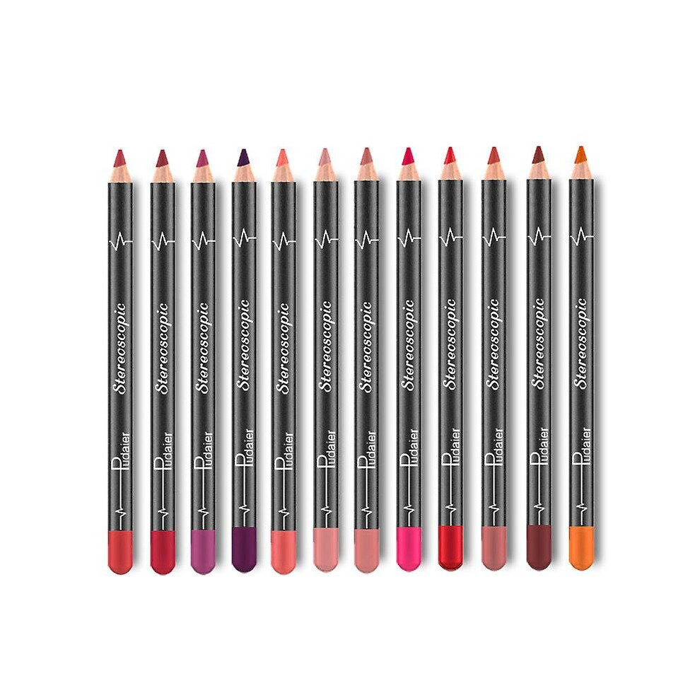 Not,Specified 12Pcs Lip Liner Pencil Waterproof Lipstick Liner Lip Makeup Tool