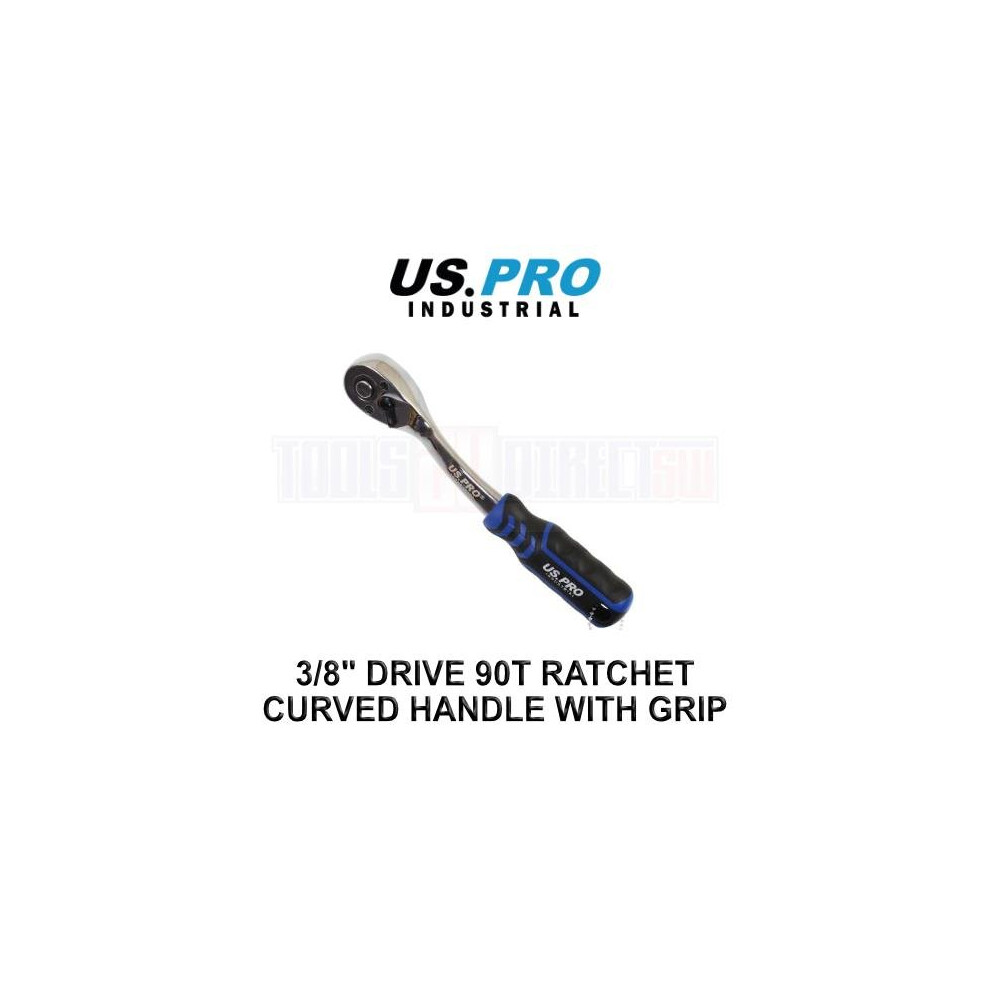 Us Pro Industrial 3/8" Dr 90T Ratchet With Straight Handle With Grip 4219