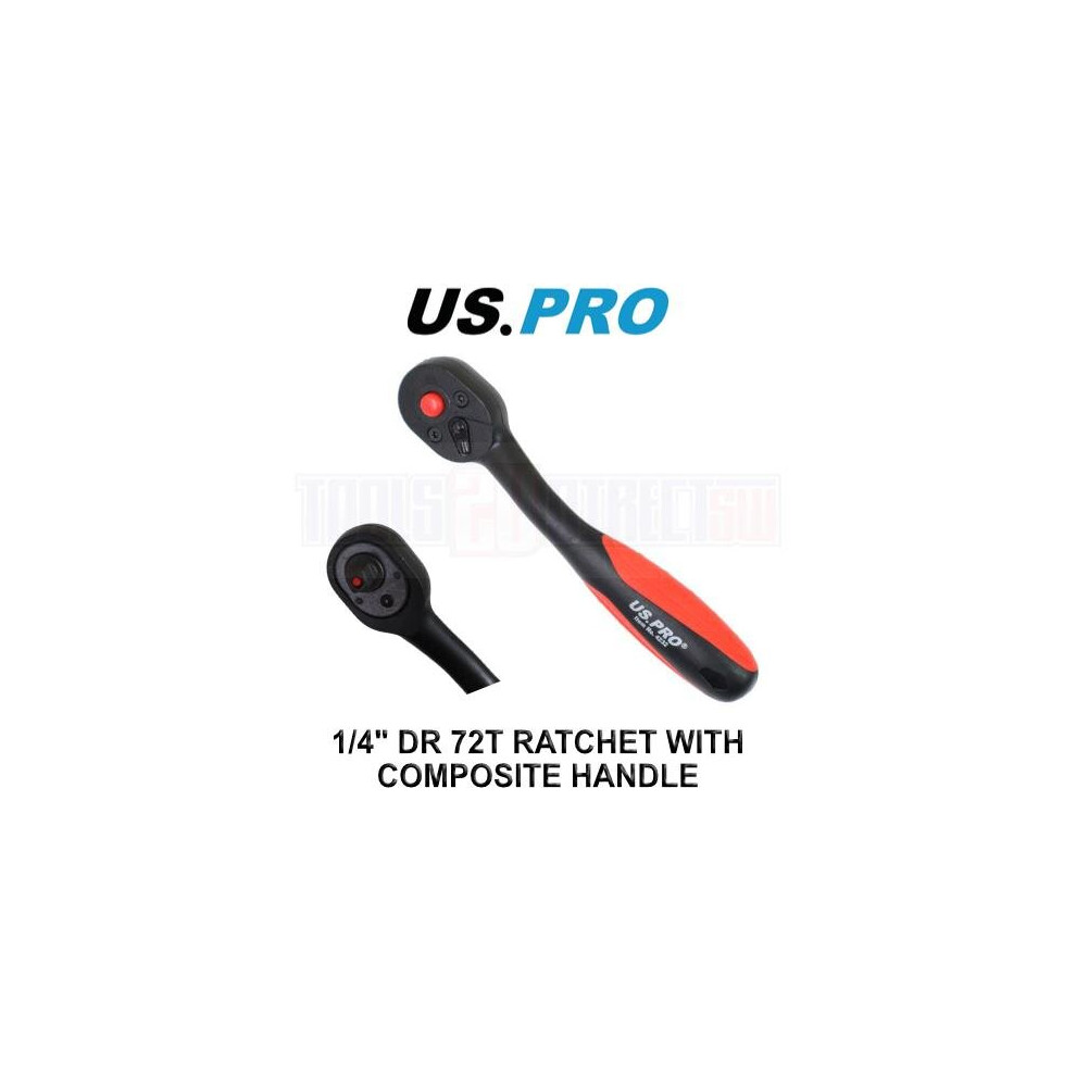 US PRO Tools 1/4" DR 72T Ratchet With Composite Handle 4232