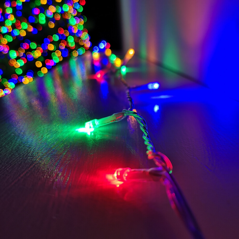 200 20M LED Premier Indoor / Outdoor Christmas Lights Multi-Coloured Clear Wire