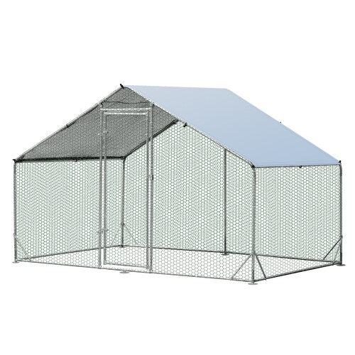 Gymax Large Spire-Shaped Chicken Coop Galvanized Metal Hen House