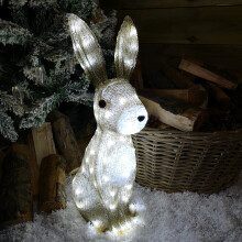 The Snowman 54cm Acrylic Christmas Hare Figure with 80 LEDs – Light-Up Garden Rabbit Décor