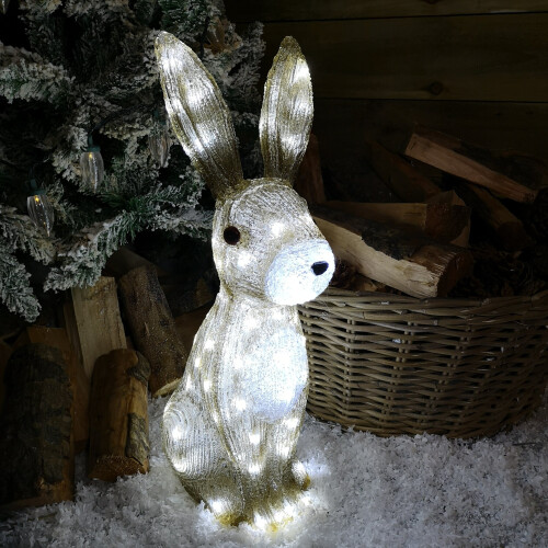The Snowman 54cm Acrylic Christmas Hare Figure with 80 LEDs – Light-Up Garden Rabbit Décor