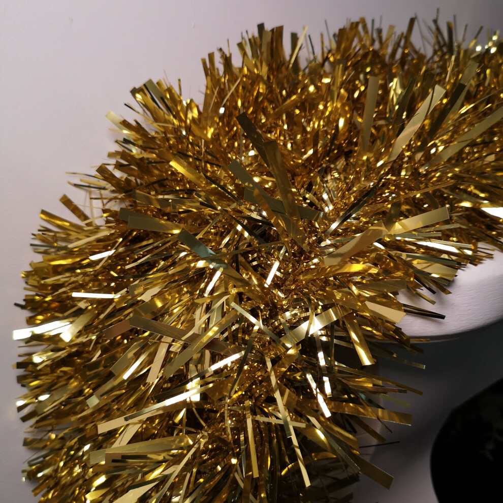 Festive X 15Cm Luxury Chunky Cut Tinsel Garland Christmas Tree Decoration - Gold 10M