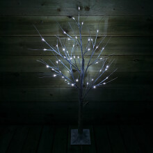 1.2m (4ft) Christmas Outdoor Birch Tree with 48 Ice White LED