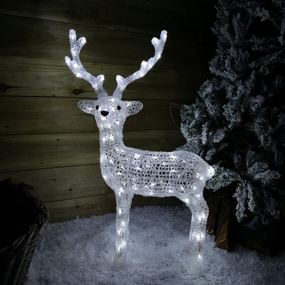 Christmas Outdoor Decorations ABS Standing Reindeer 85cm 3D 100 ICE White LED