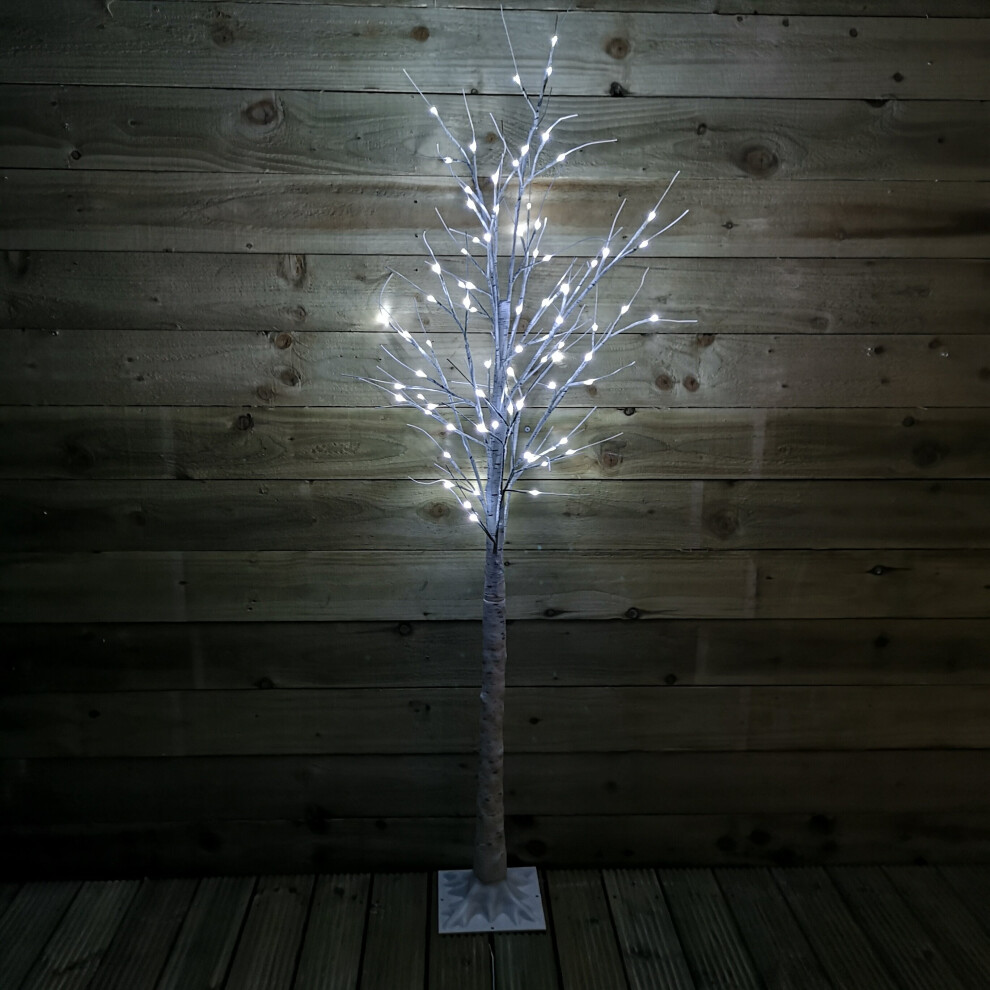 1.8m (6ft) Christmas Outdoor Birch Tree with 80 Ice White LEDs