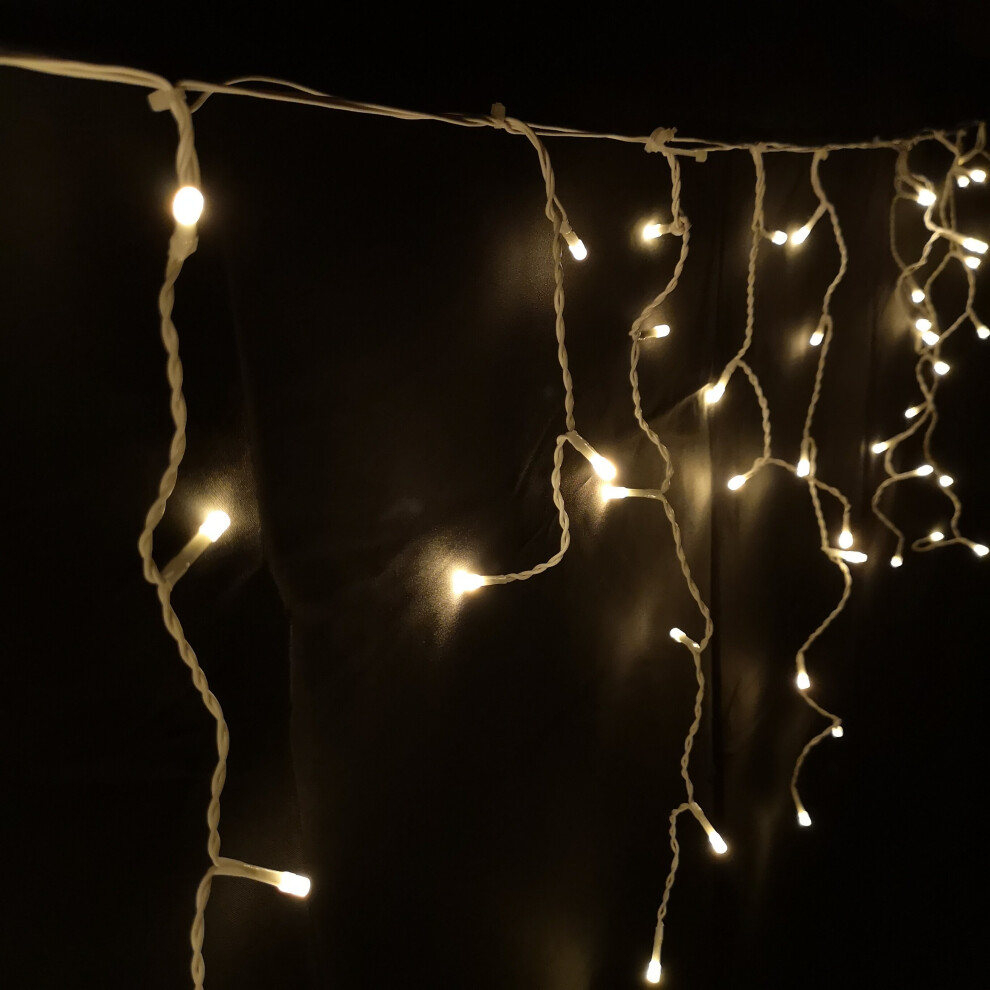 Premier Christmas 300 Frosted Icicle LED Lights - Warm White 6m