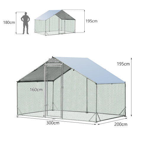 Gymax Large Spire-Shaped Chicken Coop Galvanized Metal Hen House 1