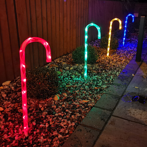 Premier 62cm Multi Coloured Christmas Candy Cane Garden Patio Illuminated Path Lights