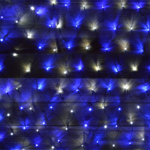 Premier Premier 1.7m x 1.2m 180 LED Multi Action Christmas Net Window Light Blue & White